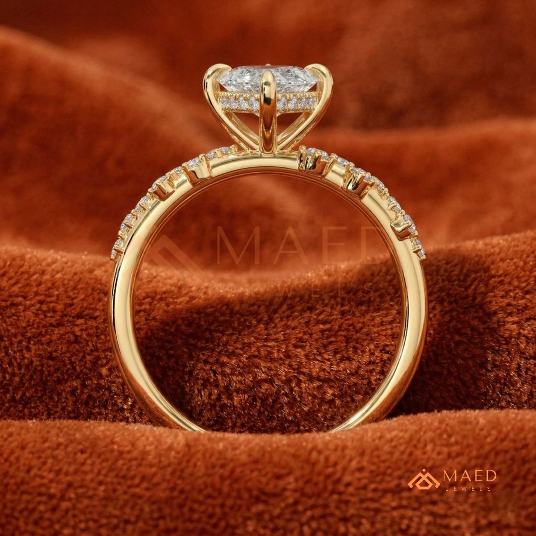Vintage Marquise Cut Engagement Ring | Cluster Vine Band in 14K Gold, Rose Gold & Sterling Silver