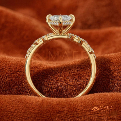 Vintage Marquise Cut Engagement Ring | Cluster Vine Band in 14K Gold, Rose Gold & Sterling Silver