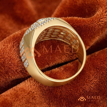 Men's Iced-Out Dollar Sign Signet Ring | Sterling Silver, 14K Gold & Rose Gold