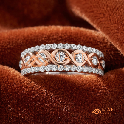 Infinite Love Braided Pavé Statement Ring in Silver, 14K Yellow Gold, or Rose Gold