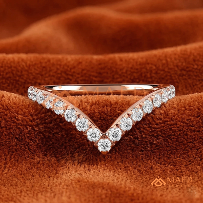 Curved V-Shaped Contoured Nesting Ring in Silver, 14K Yellow Gold, or Rose Gold
