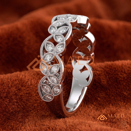 Amara Milgrain Botanical Eternity Band | Silver, 14K Yellow, & Rose Gold
