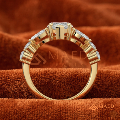 Marquise Cut Leaf Cluster Engagement Ring | 14k Gold, Rose Gold & Sterling Silver