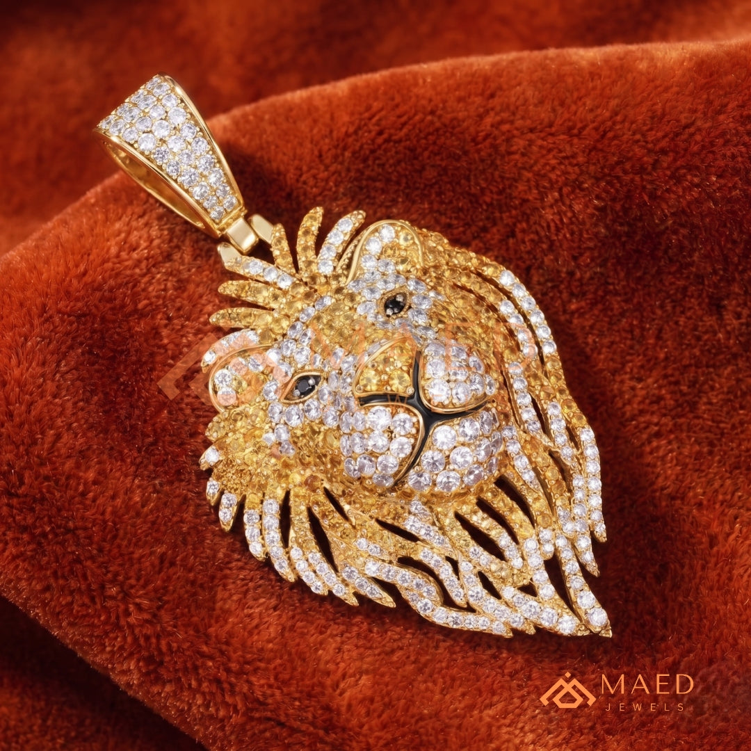 Majestic Lion Head Statement Pendant – Iced Out Diamond-Style Medallion