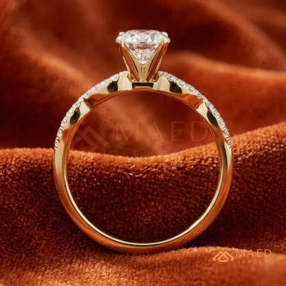 Intertwined Vortex Halo Diamond Simulant Ring in 14K Yellow Gold, Rose Gold & Silver