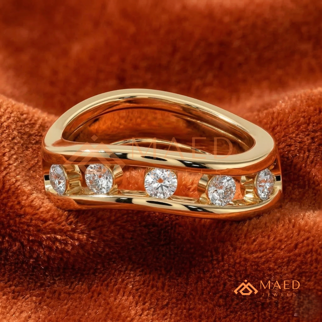 Contoured Open-Channel Diamond Ring | Silver, 14K Yellow & Rose Gold