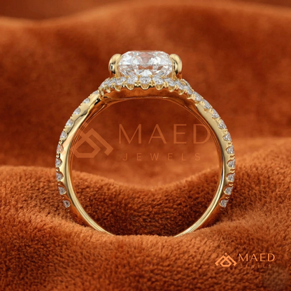Pear Cut Halo Bypass Engagement Ring in Sterling Silver, 14K Gold & 14K Rose Gold