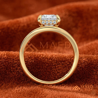 Princess Cut V-Band Solitaire Engagement Ring in 14K Gold, Rose Gold & Silver