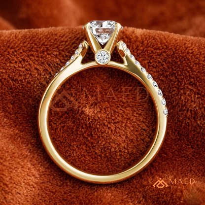 Round Cut Twisted Vine Engagement Ring in 14K Gold, Rose Gold & Sterling Silver | Infinity Pave Wedding Band