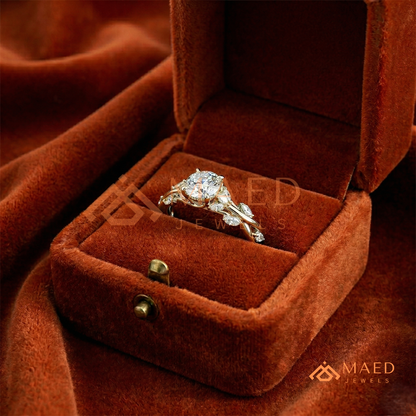 Nature Inspired Twisted Vine Engagement Ring in 14K Gold, Rose Gold & Silver