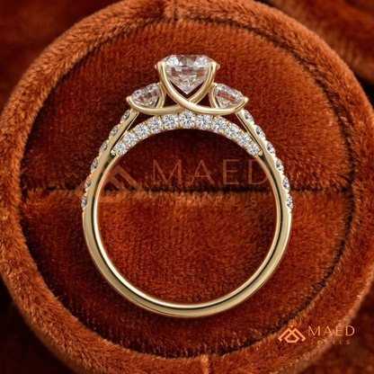 he Trinity Pave Band Ring | Round Brilliant Three-Stone Anniversary Band
