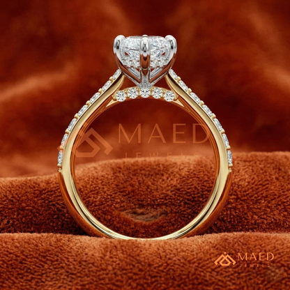 Vintage Marquise Cut Pavé Engagement Ring in Gold, Rose Gold  & Silver