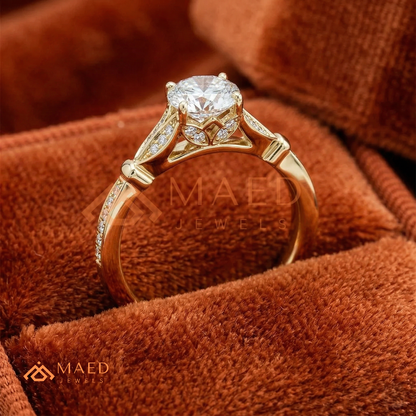 The Grace Radiant Cut Solitaire Engagement Ring with Pave Twist Band in Silver, 14K Gold & 14K Rose Gold