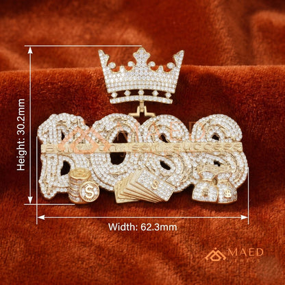 "BOSS" Crown Statement Pendant – Iced Out Success Medallion