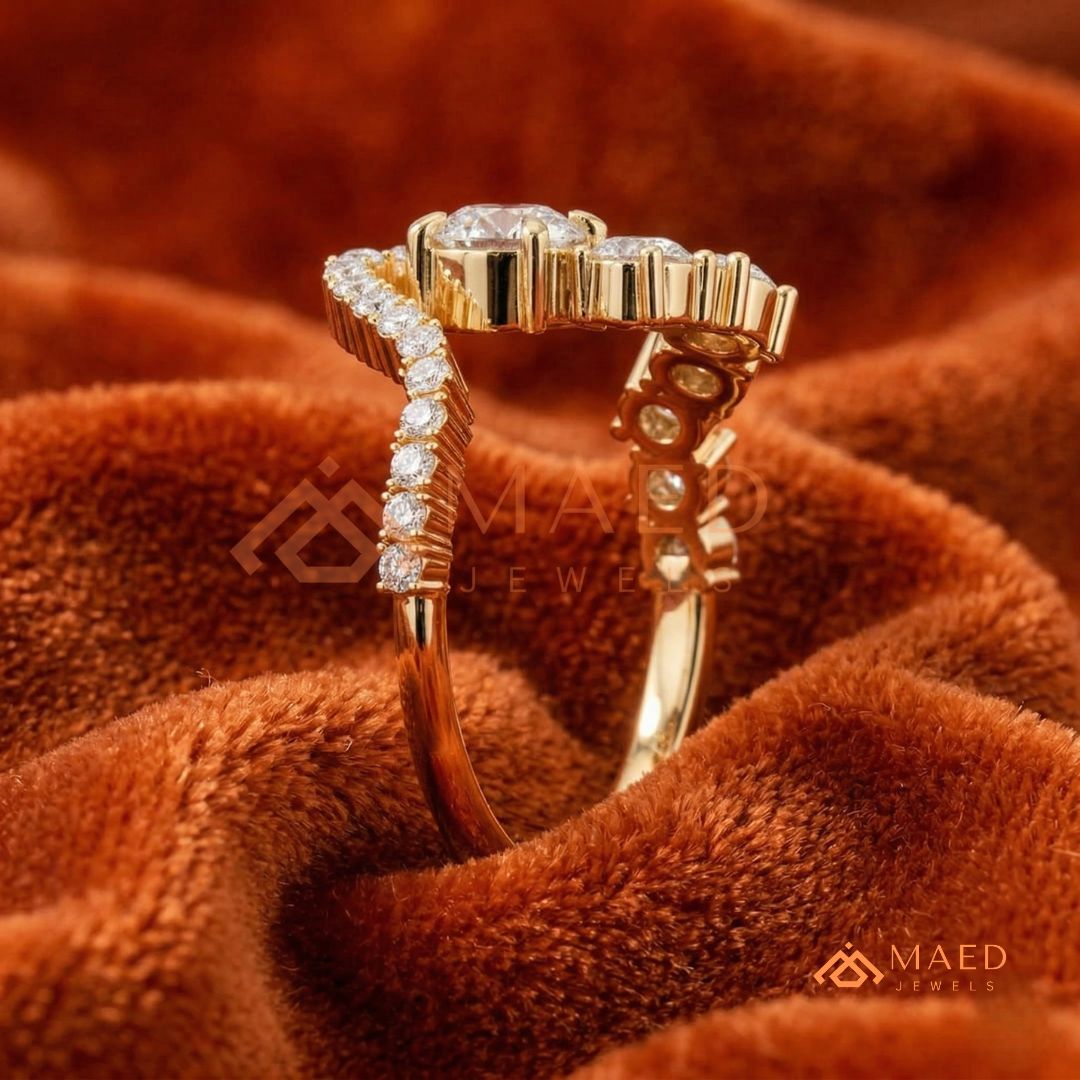 Nature-Inspired Radiant Cut Three-Stone Engagement Ring with Thorn Band in Silver, 14K Gold & Rose Gold