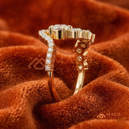Nature-Inspired Radiant Cut Three-Stone Engagement Ring with Thorn Band in Silver, 14K Gold & Rose Gold