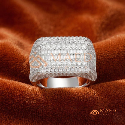 Heavy Iced Rounded Cluster Dome Ring – 925 Silver, 14K Gold & Rose Gold