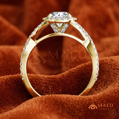 Entwined Infinity Halo Diamond Simulant Ring in 14K Yellow Gold, Rose Gold & Silver