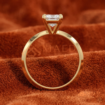 Classic Emerald Cut Solitaire Engagement Ring with Knife-Edge Band in Silver, 14K Gold & Rose Gold