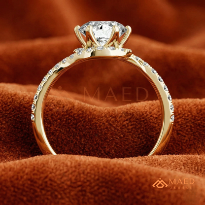 Ethereal Swirl Halo [Gemstone Type] Ring in 14K Yellow Gold, Rose Gold & Silver