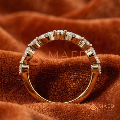 he Lyra Shared Prong Band | Slim Marquise & Round Stackable Eternity Ring