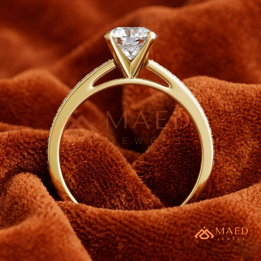 Elegant Oval-Cut Solitaire Engagement Ring with Pavé Band