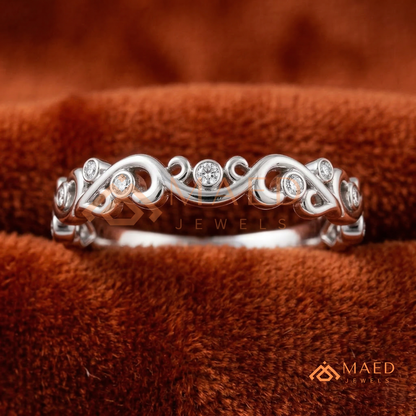 The Amoret Crown Band | Delicate Bezel Diamond Tiara Wave Ring