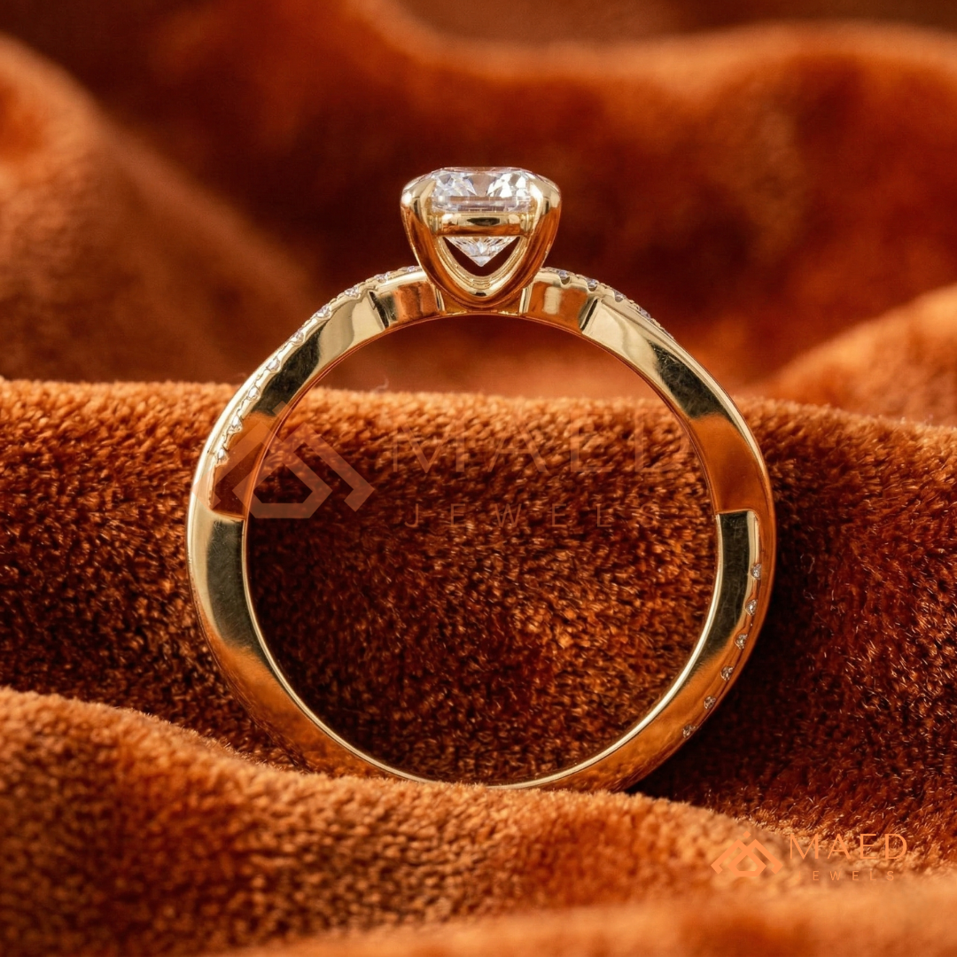 Oval Cut Twisted Infinity Engagement Ring in 14K Gold, Rose Gold & Silver | Entwined Pave Moissanite Wedding Ring for Women