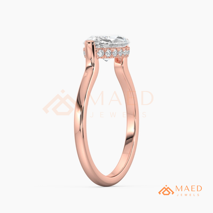 East-West Marquise Cut Engagement Ring | 14K Gold, Rose Gold & Silver Solitaire
