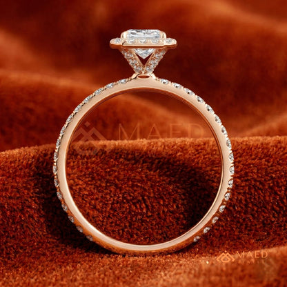 Emerald Cut Halo Engagement Ring in Sterling Silver, 14K Gold & 14K Rose Gold
