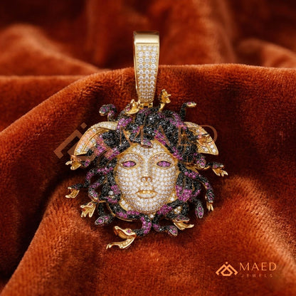 Fully Flooded Multi-Color Medusa Head Charm – Exotic Serpent Pendant