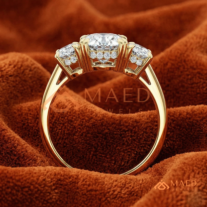 Three-Stone Oval Diamond Simulant Ring (14k White, Yellow, Rose Gold & Sterling Silver)