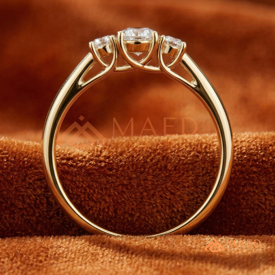 The Trinity Round Brilliant Past Present Future Ring – Silver, 14K Yellow & Rose Gold