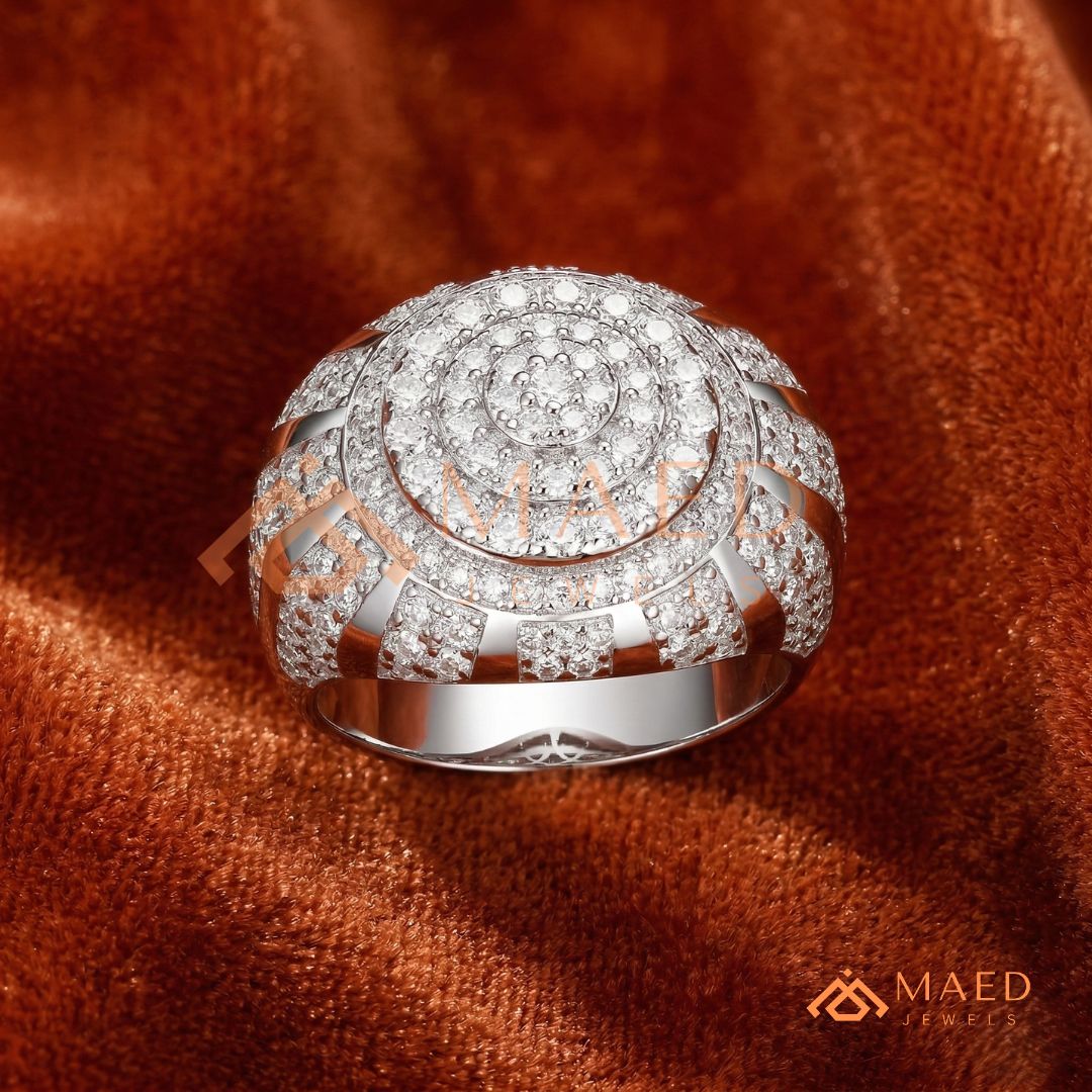 Men's Statement Pave Diamond Dome Ring | Sterling Silver, 14k Gold & Rose Gold