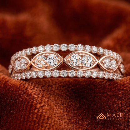 Amara Two-Tone Milgrain Filigree Ring – Available in Silver, 14K Yellow & Rose Gold