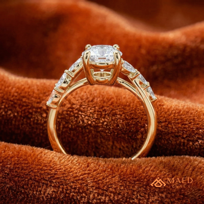 Marquise Leaf Clustered Vine Engagement Ring in 14K Gold, Rose Gold & Silver