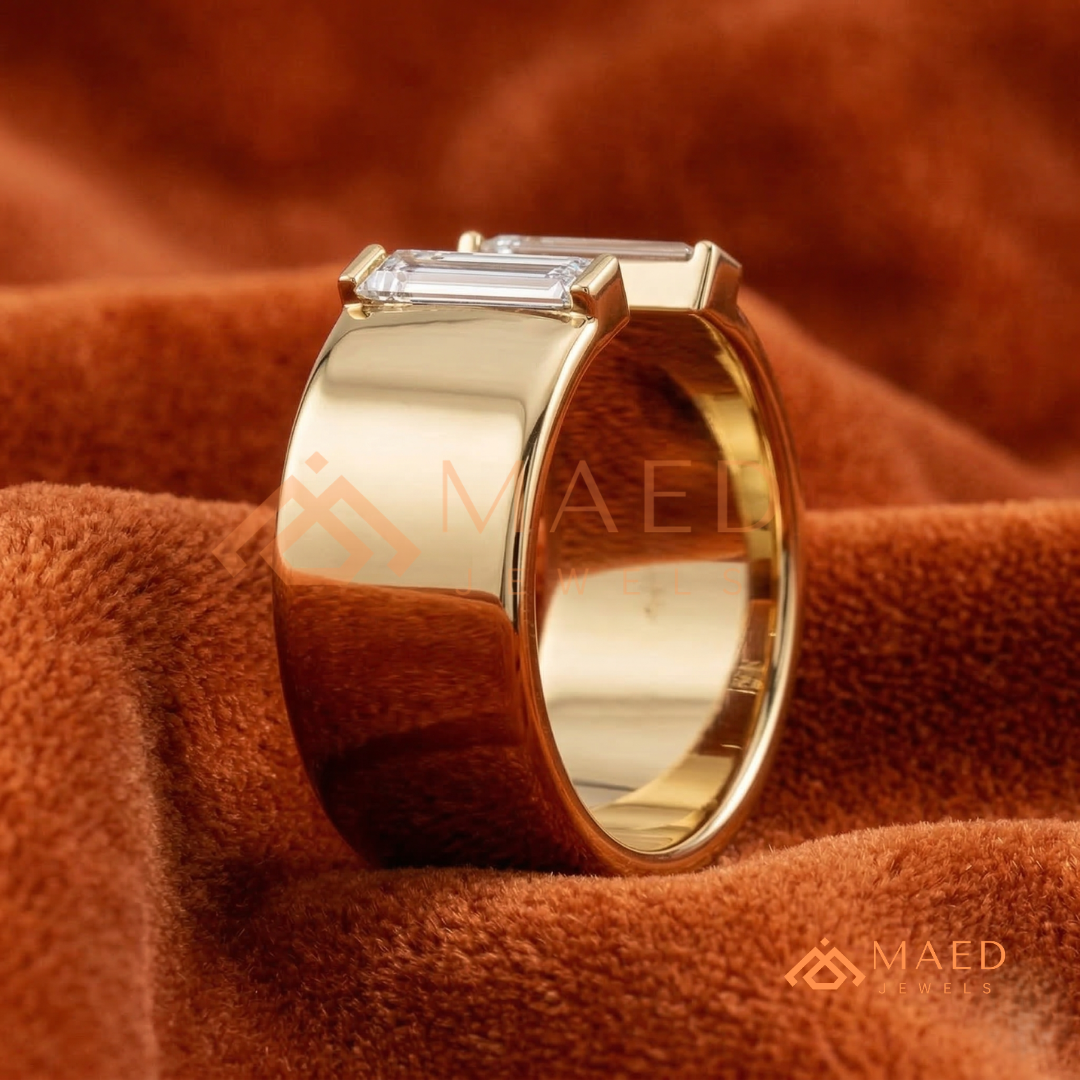 Minimalist Two-Stone Open Cigar Ring – Silver, 14K Yellow & Rose Gold