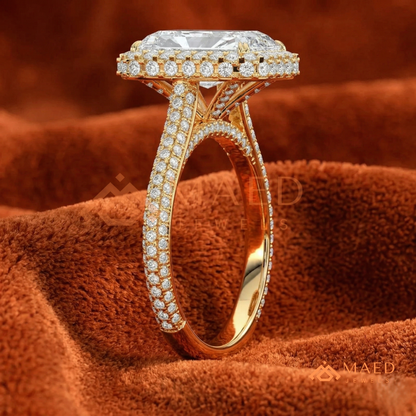 Radiant Cut Halo Engagement Ring in Sterling Silver, 14K Gold & 14K Rose Gold