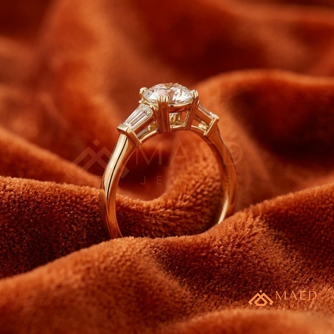 Classic 3-Stone Tapered Baguette Ring in 14K Yellow Gold, Rose Gold & Sterling Silver
