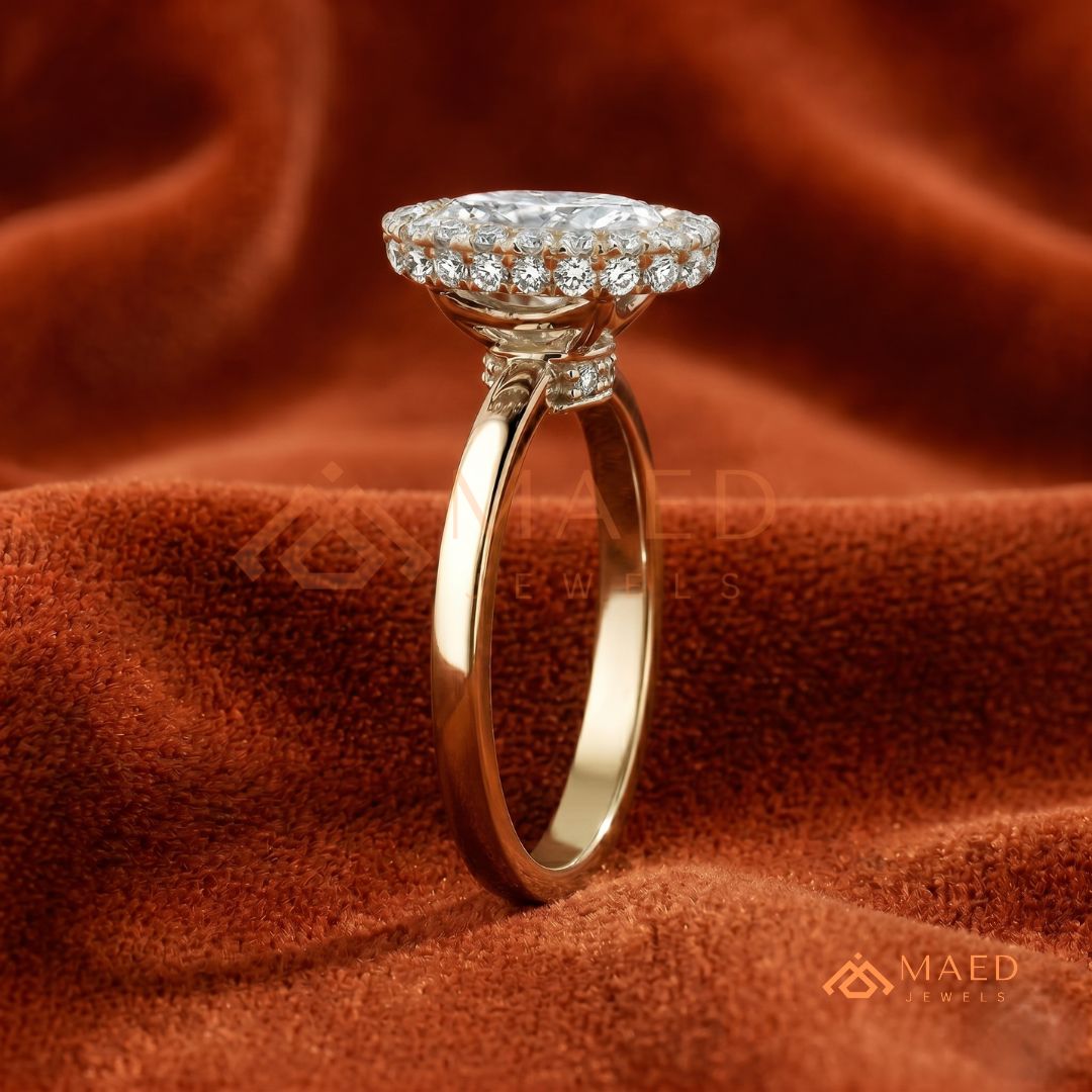 Classic Oval Cut Halo Engagement Ring in 14K Gold, Rose Gold & Silver