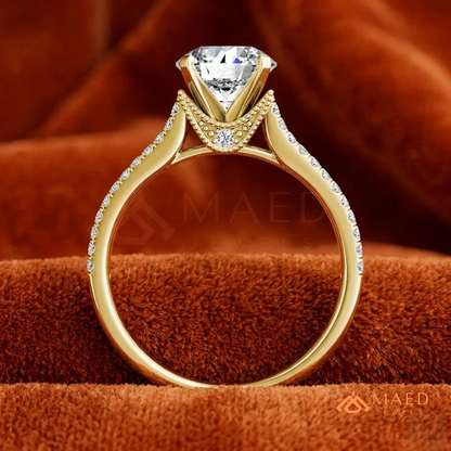 Multi-Row Pavé Split-Shank Engagement Ring – Glamour Diamond Ring
