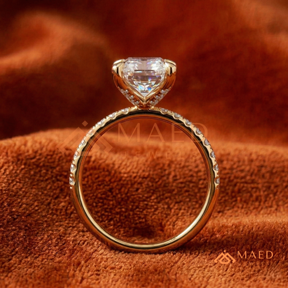 Radiant Cut Diamond Hidden Halo Engagement Ring in 14K Gold, Rose Gold & Silver