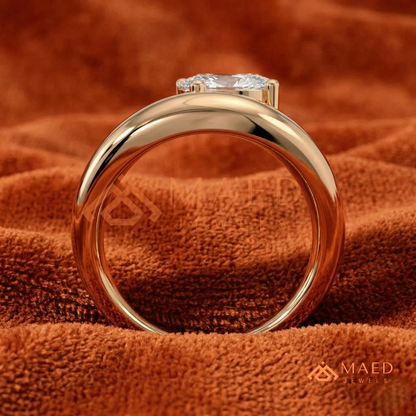 Sculptural Wave East-West Oval Engagement Ring in Silver, 14K Gold & Rose Gold