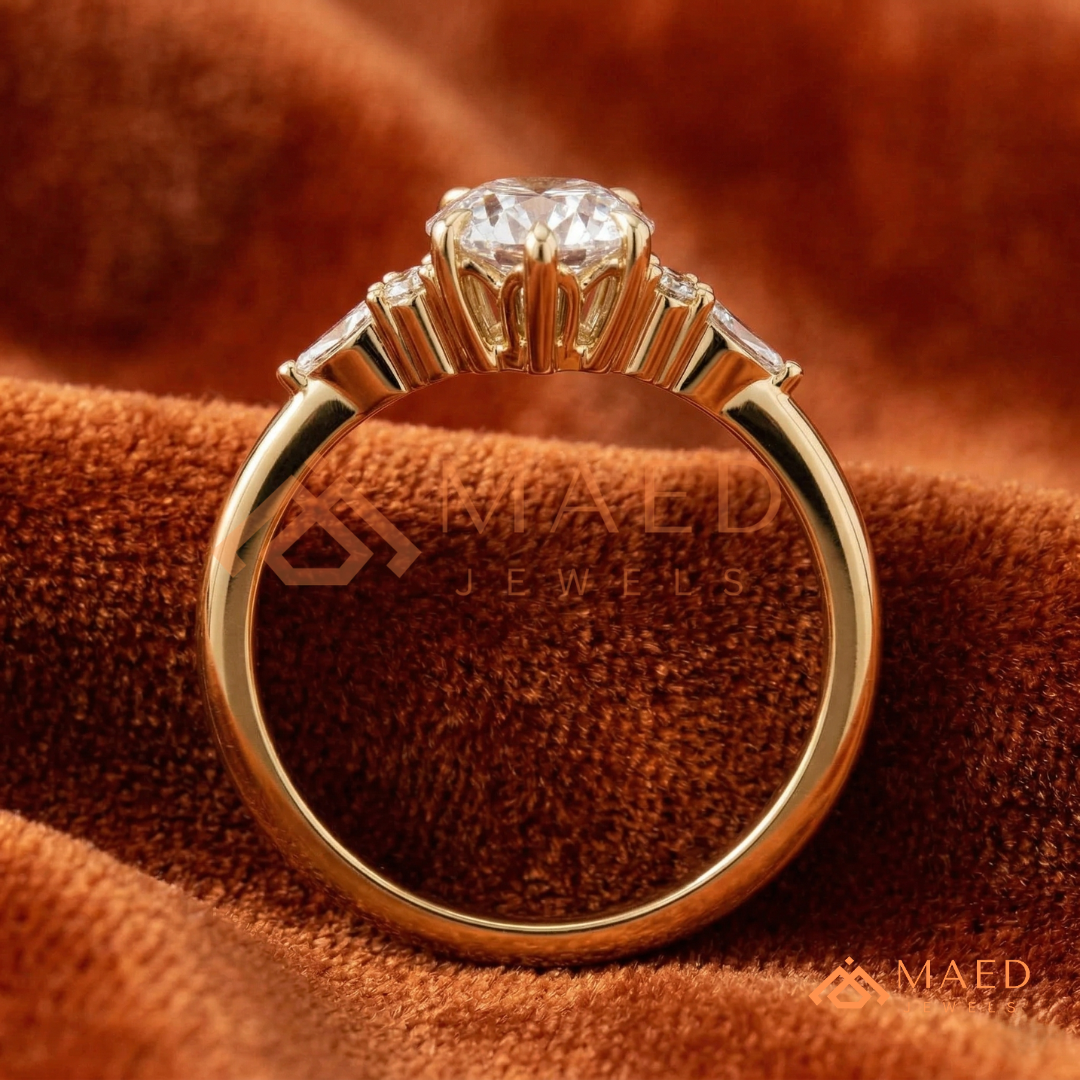 Classic Round Brilliant [Gemstone Type] Tiffany Style Ring in 14K Yellow Gold, Rose Gold & Silver