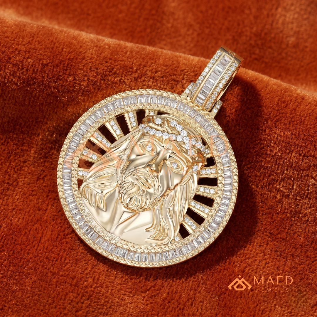 Diamond Jesus Piece Medallion Pendant | 14K Gold, Rose Gold & Sterling Silver