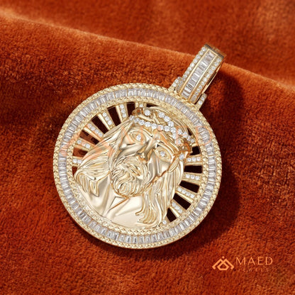 Diamond Jesus Piece Medallion Pendant | 14K Gold, Rose Gold & Sterling Silver