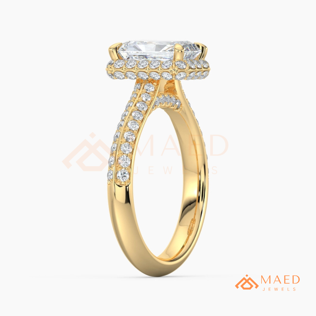 Classic Round 3-Stone Engagement Ring with Twisted Pavé Band