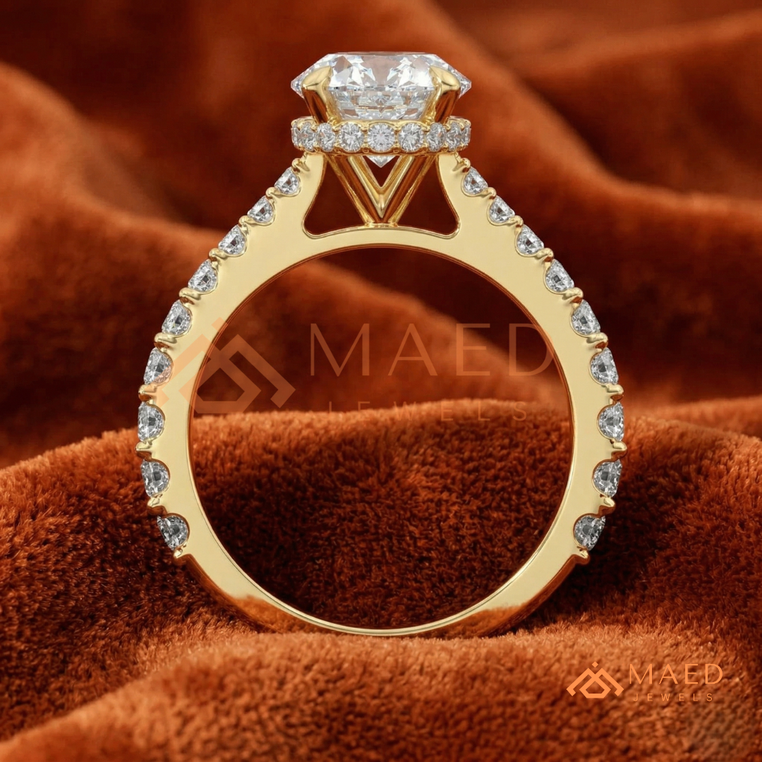 Oval Cut Engagement Ring with Shared Prong Band | 14k Gold, Rose Gold & Silver