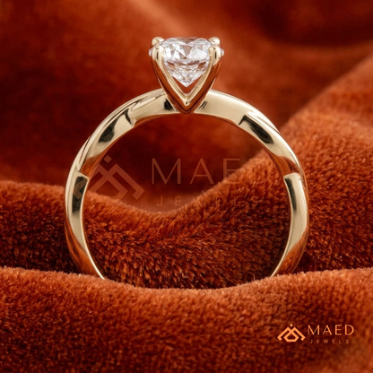 Braided Solitaire Oval Cut Ring in 14K Yellow Gold, Rose Gold & Silver