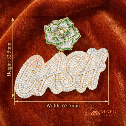 Iced Out "CASH" Money Rose Pendant – 14K Gold, Rose Gold & Sterling Silver Hip Hop Charm